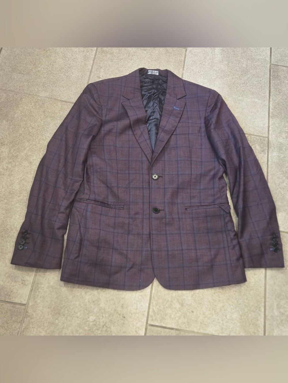 Kirrin Finch Dapper Blazer Jacket Medium M Purple Blue Plaid Italian Wool Suit